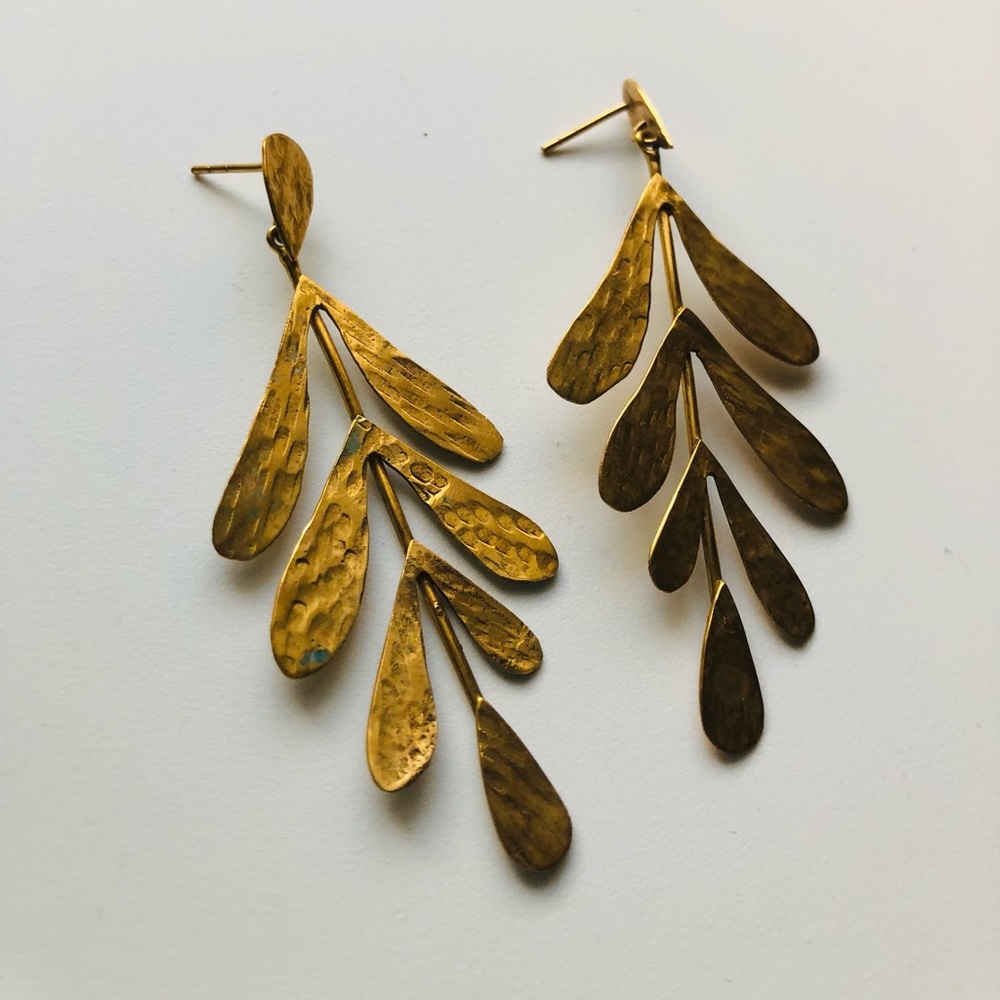 Golden leave earrings